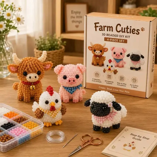 Tiny 3D Beaded Animal Kit — Beginner Friendly, Gift Ready, Hours of Calm Creative Fun