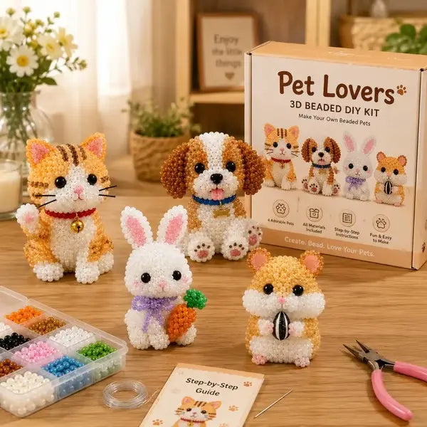 Tiny 3D Beaded Animal Kit — Beginner Friendly, Gift Ready, Hours of Calm Creative Fun