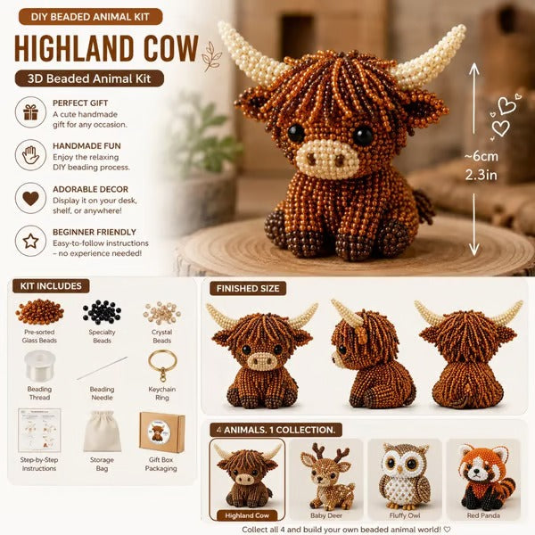 Tiny 3D Beaded Animal Kit — Beginner Friendly, Gift Ready, Hours of Calm Creative Fun