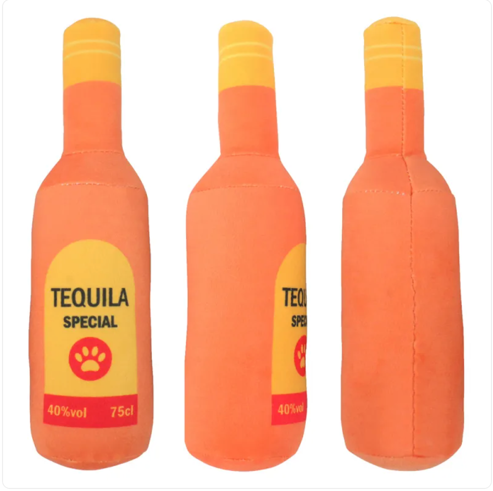 Happy Hour Bottle Dog Chew Toy — Vodka, Tequila & Whiskey Designs