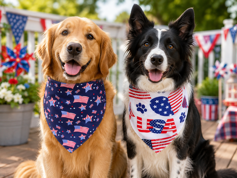 Stars & Stripes Pup Bandana – 2-Pack Patriotic July 4th Set