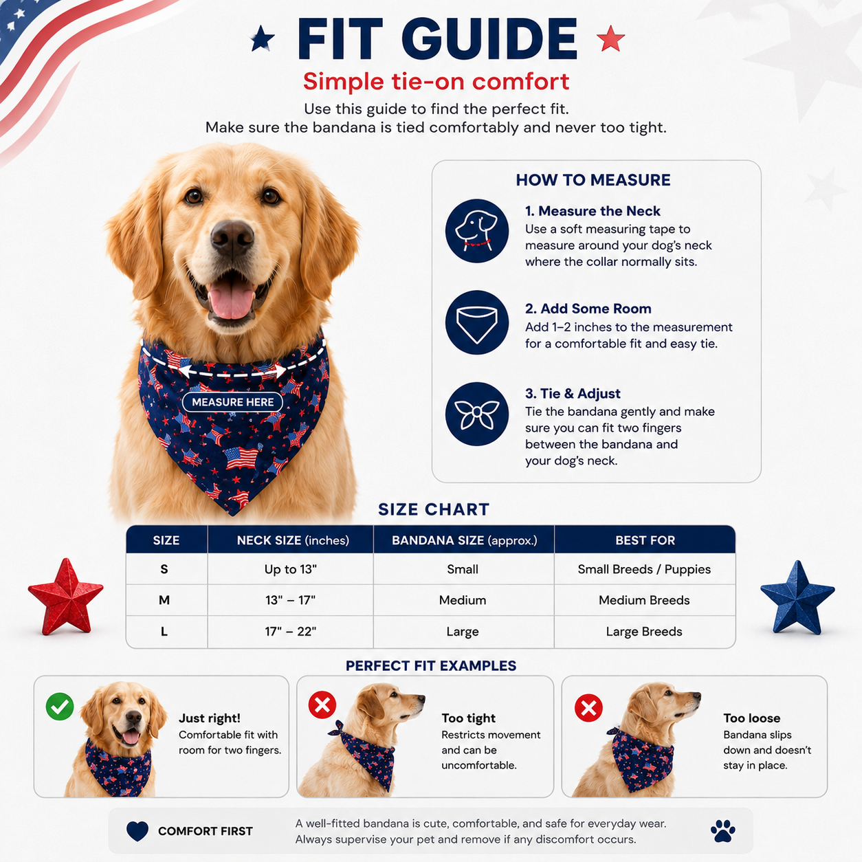 Stars & Stripes Pup Bandana – 2-Pack Patriotic July 4th Set